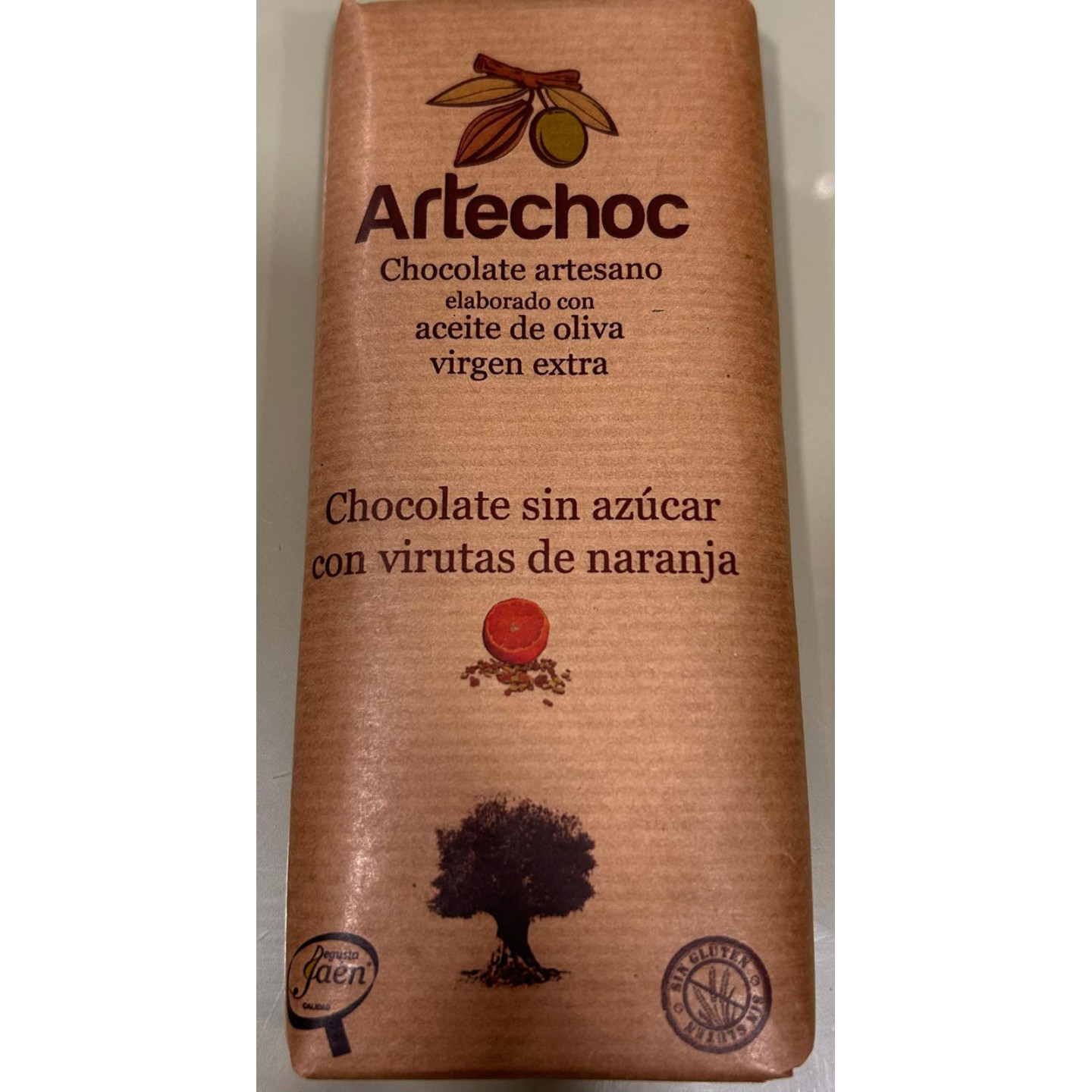 Chocolate negro sin azúcar con naranja